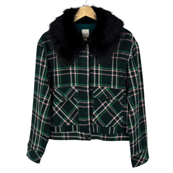 Anthropologie Maeve Plaid Crop Faux-Fur
Collar Coat Medium NWT - Picture 6 of 12